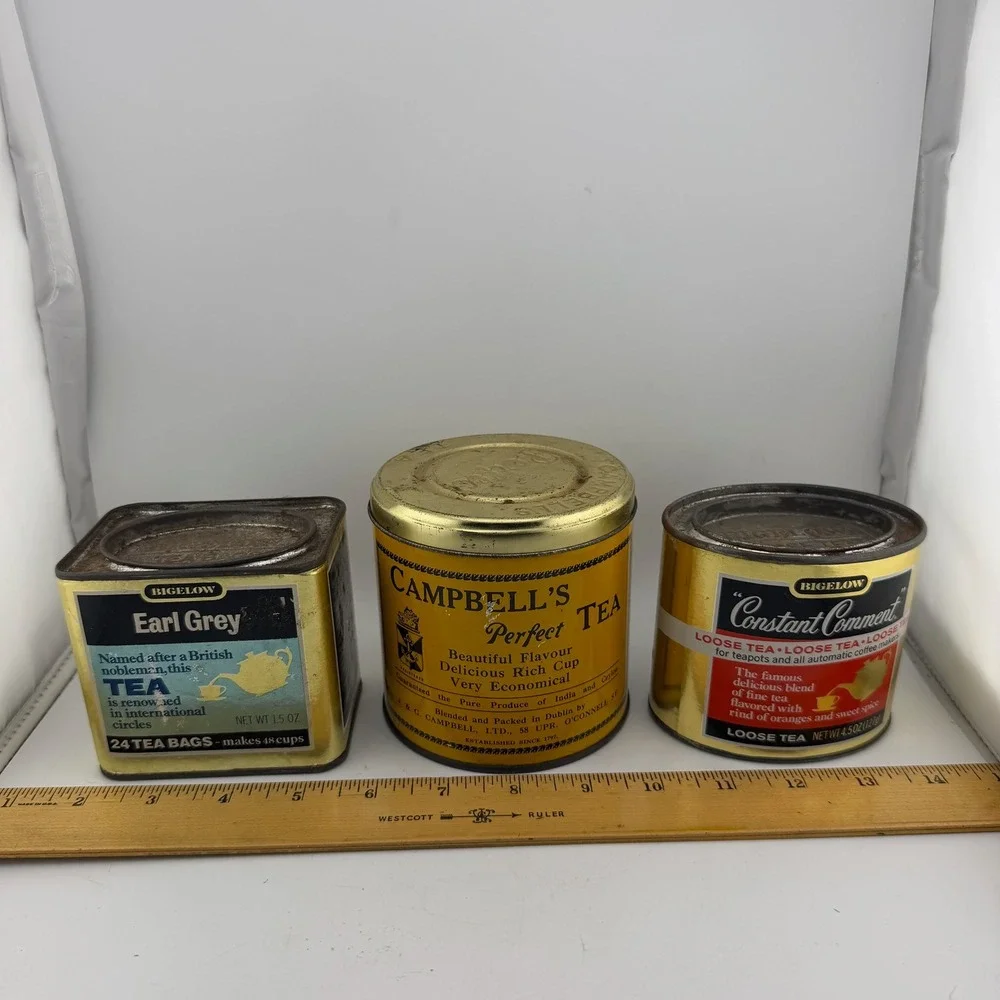 Bigelow Campbell's Vintage Tea Tin Set Rustic Decor